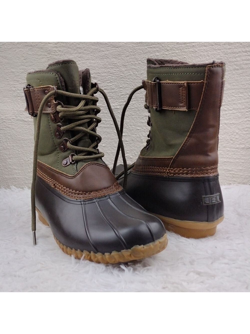 Jbu by Jambu Ontario Weather Ready Brown Green Lace Up Mid Calf Duck Boot
